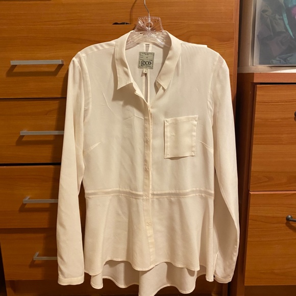 Go by GoSilk White Silk Button Down Blouse - Picture 2 of 3